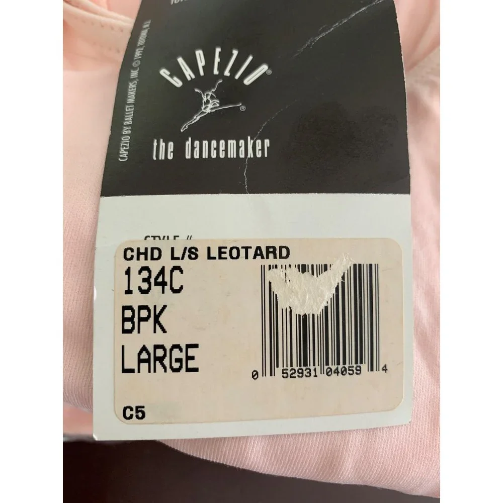 Capezio Childs Leotard Pink Long Sleeve Scoop Neck Dance M L